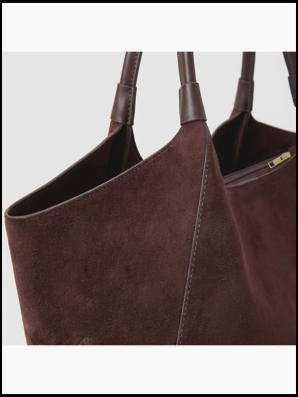Faux Suede Tote Bag Slouchy Lightweight Large Laptop Shoulder Work Bag - Picture 5 of 7